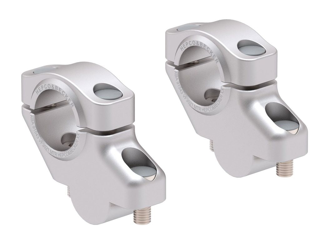Hepco & Becker Stuurverhogerset met Offset - Kawasaki Z900RS 2026 en meer - 30 mm / 21 mm naar achteren - Zwart / Zilver