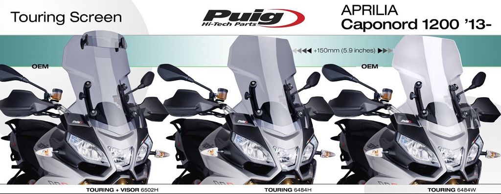 Vervangingsruit touring met opzetruitje licht getint Puig Aprilia Caponord 1200 '13-'16