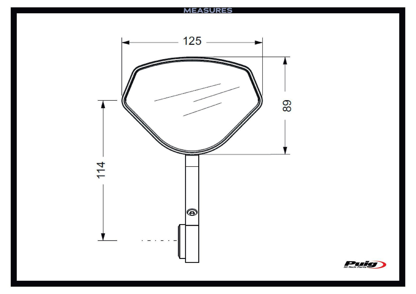 Puig Hi-Tech 5 Stuureind Spiegel Zwart – Compact, Verstelbaar & E-Keur (Per Stuk)