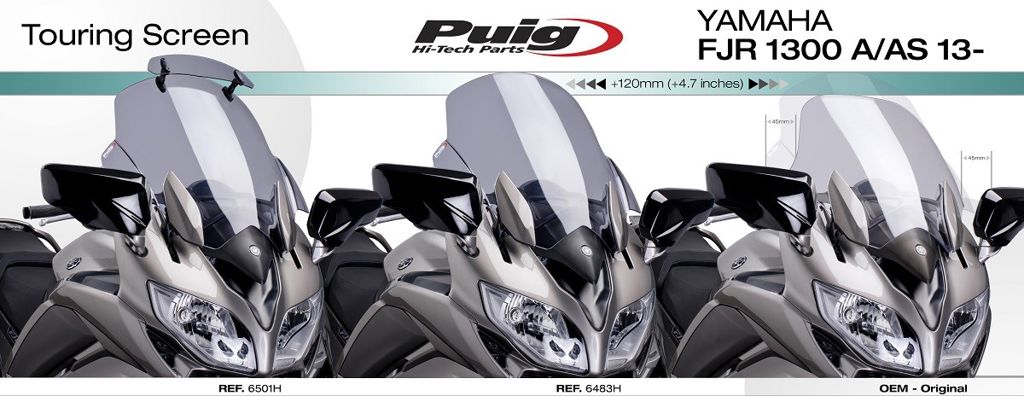 Vervangingsruit touring met opzetruitje licht getint Puig Yamaha FJR1300 '13-