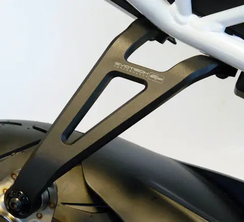 Uitlaatsteun met spanningsregelaar cover zwart Evotech Performance KTM 1290 Superduke '17-19