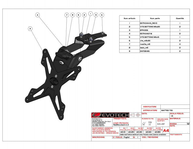Kentekenplaathouder Evotech Kawasaki ER-6N '12-