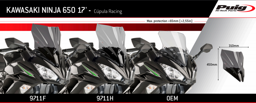 Vervangingsruit Puig Jetstream Kawasaki Ninja 650 '17-