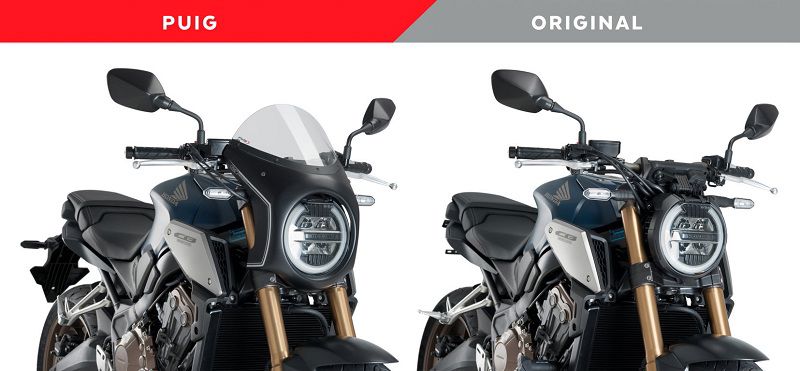 Stuurkuipje Carbon Look Model Retro Fairing Met Ruitje Puig Honda Cb650R '19-23 / Cb1000R '18-20