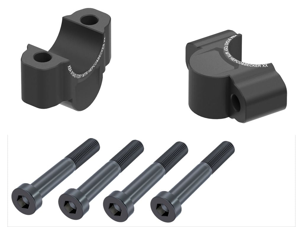Hepco & Becker Stuurverhogerset - Yamaha Ténéré 700 2019-2024 - 20 / 25 mm - Zwart / Zilver