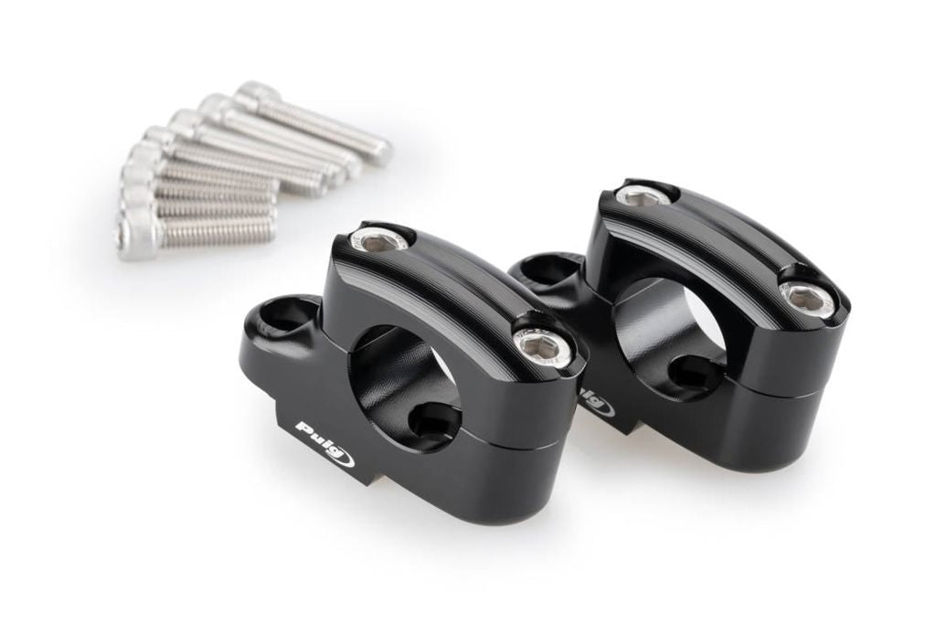 Puig Pullback Stuurverhogerset - Aprilia Tuareg 660 2022-2026 | Tuono 660 2021-2026 | Tuono 660 Factory 2022-2024 en meer - 25 × 16 mm - Zwart / Zilver