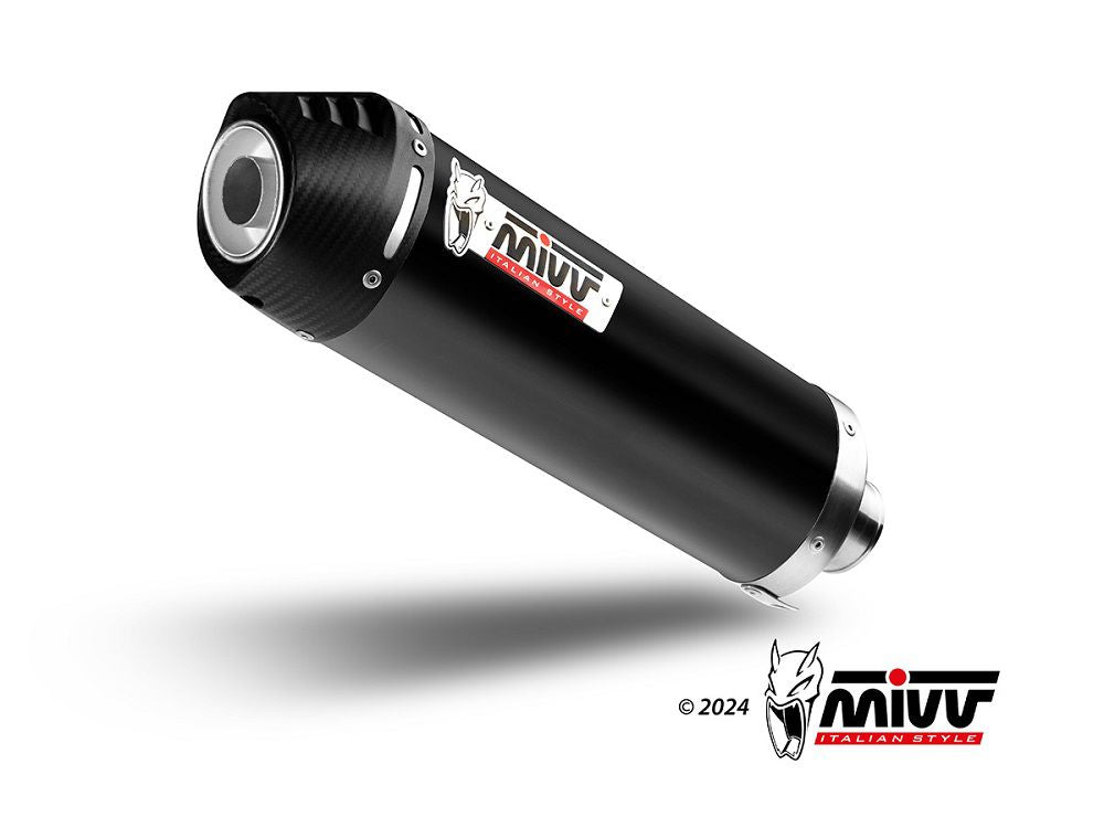 MIVV Oval Black RVS met carbon end cap CF Moto 650MT '21- / 700MT '24-
