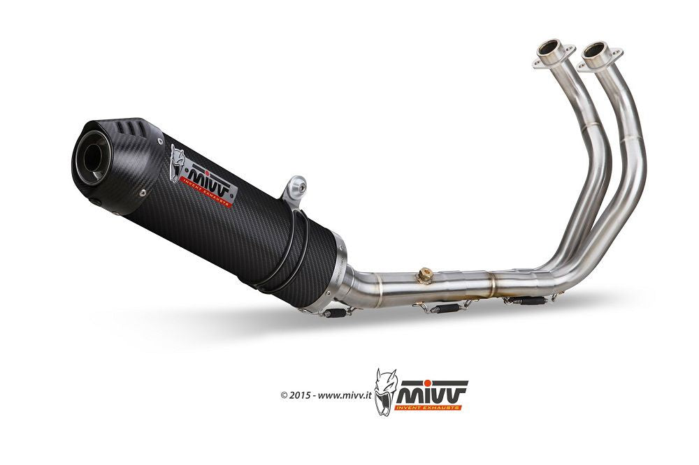 Mivv 2-1 Systeem Met Oval Carbon Demper Met Carbon Cap Yamaha Mt-07 '14-24