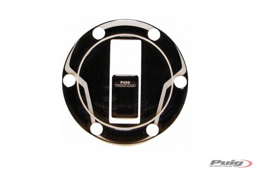 Tankdopcover Puig Aprilia -'07 / Triumph / Cagiva (6 gaten) zwart/carbon look // Aprilia Shiver 900 '17-