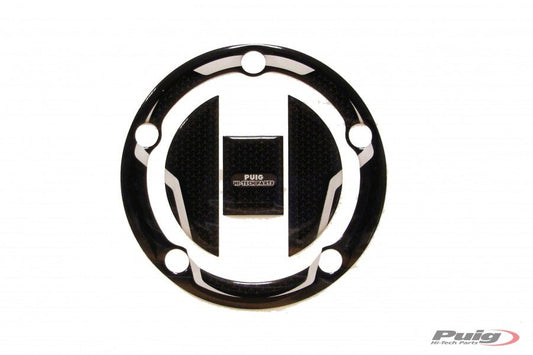 Tankdopcover Puig voor Suzuki '03- (5 gaten) zwart/carbon look