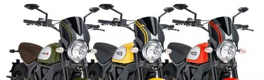 Vervangingsruit naked bike met Carbon look kuipje Puig diverse Ducati Scrambler modellen