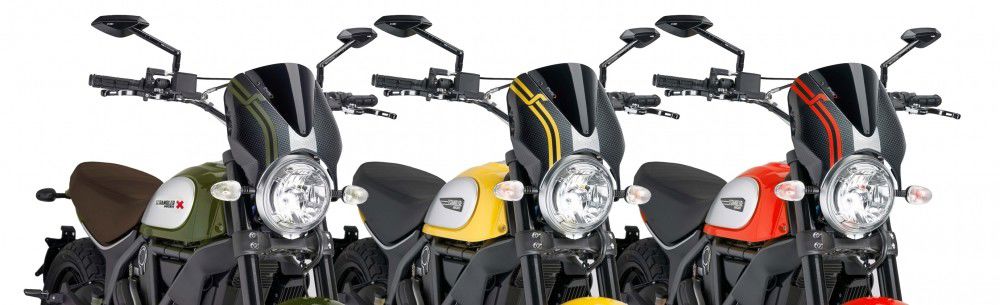 Vervangingsruit Naked Bike Met Carbon Look Kuipje Puig Diverse Ducati Scrambler Modellen