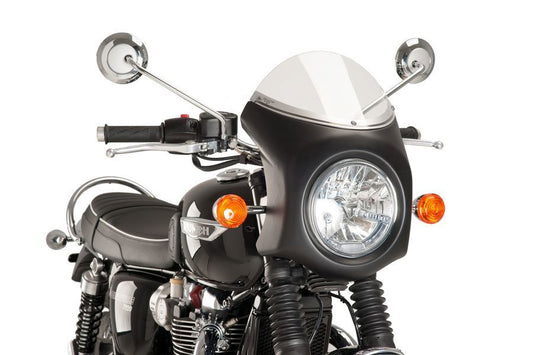 Vervangingsruit retro fairing met zwart kuipje Puig Triumph Bonneville T100/ T120/ T200 '16-