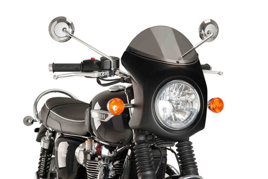 Vervangingsruit retro fairing met carbon-look kuipje Puig Triumph Bonneville T100/ T120/ T200 '16-