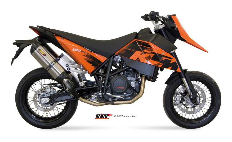 MIVV Uitlaat - KTM 690 Super Enduro R 2010-2026 | 690 Supermoto 2010-2011 - Suono - RVS / Zwart RVS