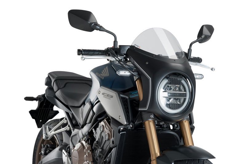 Stuurkuipje Zwart Model Retro Fairing Met Ruitje Puig Honda Cb650R '19-23 / Cb1000R '18-20