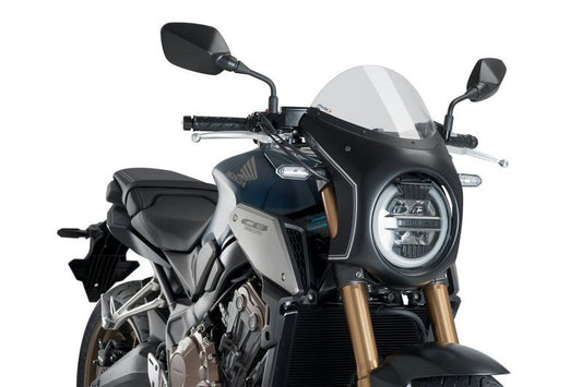Stuurkuipje zwart model retro fairing met ruitje Puig Honda CB650R '19-23 / CB1000R '18-20