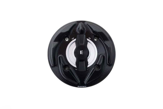 Tankdop met snelsluiter van Evotech diverse Aprilia / Ducati / KTM / MV Agusta zwart/titanium