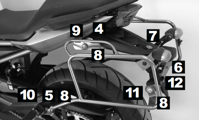 Kofferrek Zwart Hepco&Becker Lock-It Yamaha Xj6/ Xj6 Diversion '09-'12