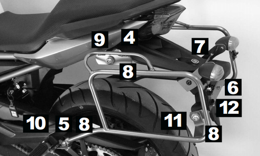 Kofferrek Zwart Hepco&Becker Lock-It Yamaha Xj6/ Xj6 Diversion '09-'12