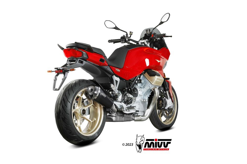 MIVV Uitlaat - Moto Guzzi V100 Mandello 2022-2023 - Delta Race - Zwart RVS / RVS