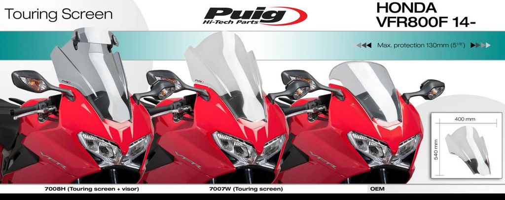 Vervangingsruit Touring Met Opzetruitje Licht Getint Puig Honda Vfr800 V-Tec Abs '14-