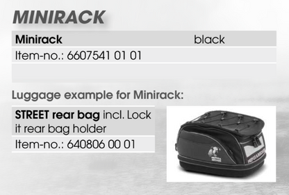 Topdrager Chroom Minirack Hepco&Becker Aprilia Habana 50/ 125/ Custom '99-'01/ Mojito 50/ 125/  Custom '04-
