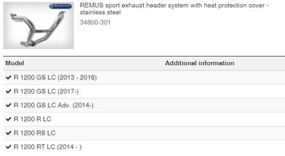 Remus Sport Exhaust Header System With Heat Protection Cover Diverse Bmw Modellen - Stainless Steel Wunderlich