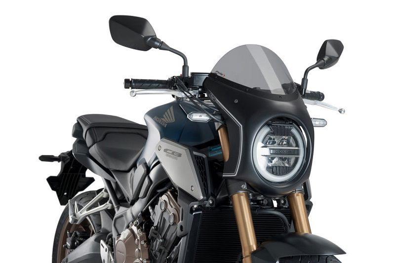 Stuurkuipje Zwart Model Retro Fairing Met Ruitje Puig Honda Cb650R '19-23 / Cb1000R '18-20