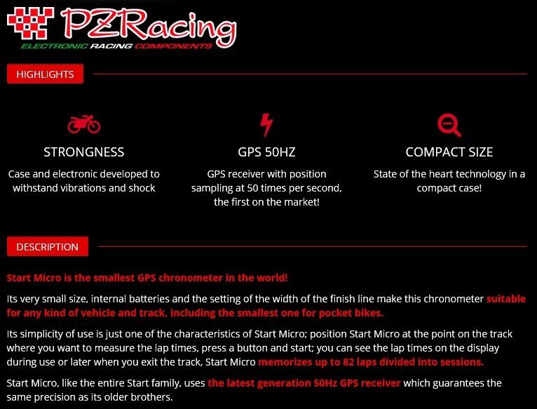Laptimer met GPS model START Micro 50Hz PZRacing