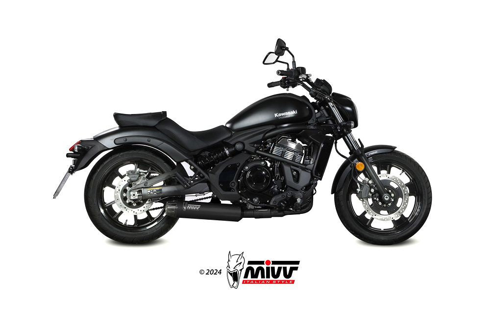 MIVV HR1 zwart RVS met carbon backplate Kawasaki Vulcan S '17-23