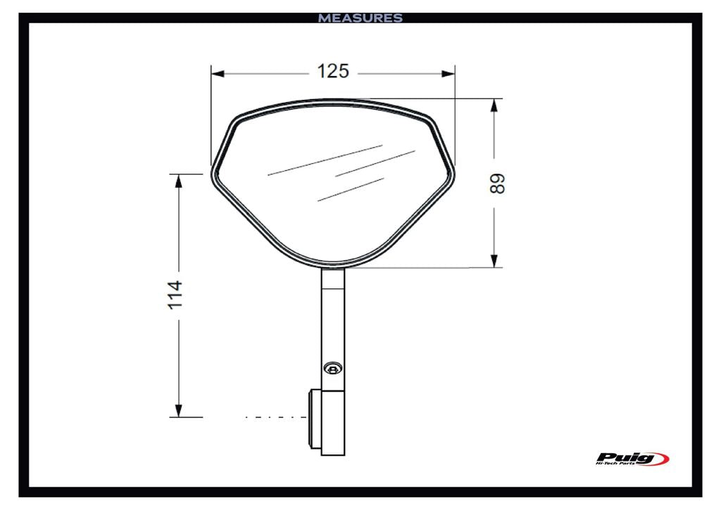 Puig Hi-Tech 5 Stuureind Spiegel Zwart – Compact, Verstelbaar & E-Keur (Per Stuk)