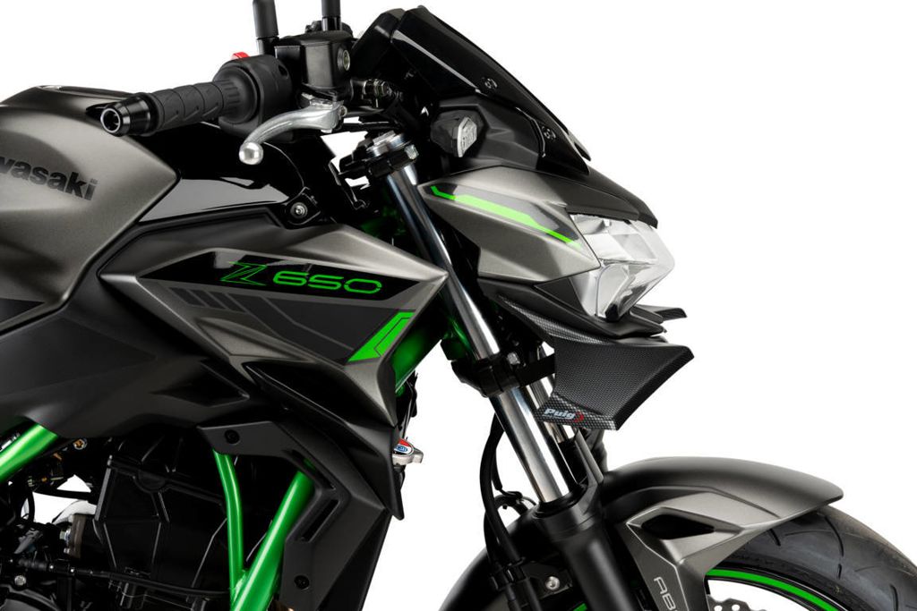 Puig Naked Front Spoiler - Kawasaki Z650 2020-2026 | Z650S 2026 - Carbon Look / Mat Zwart