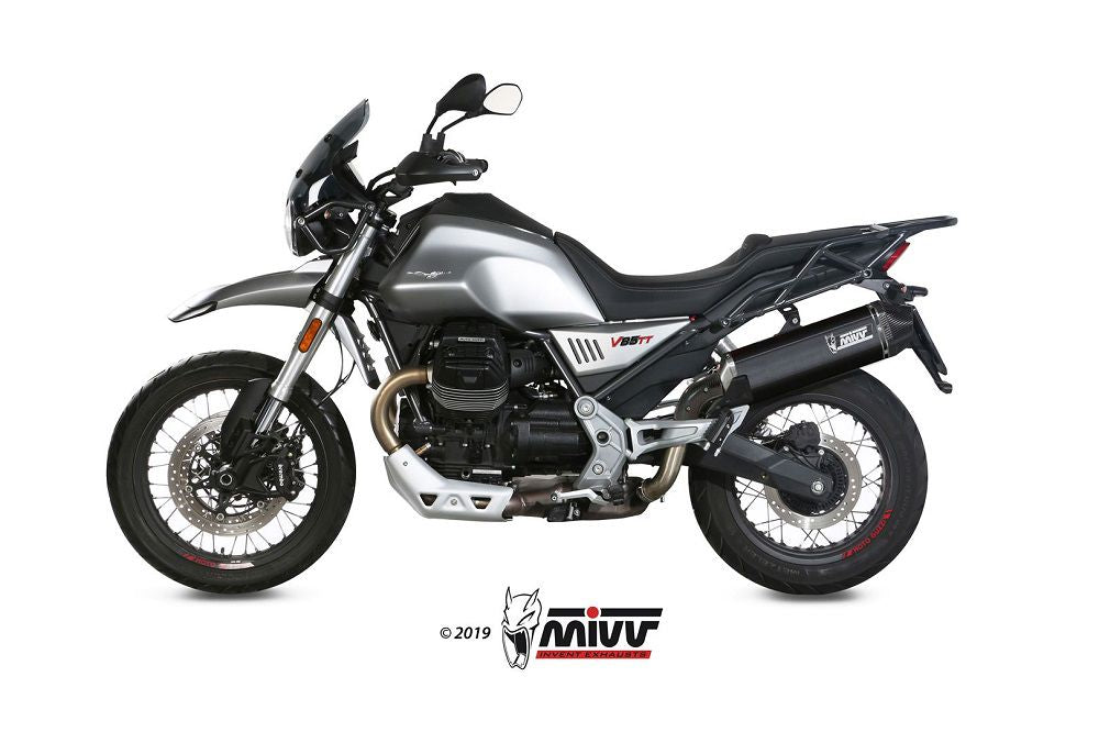 MIVV Uitlaat - Moto Guzzi V85TT 2019-2023 - Speed Edge - Zwart RVS / RVS