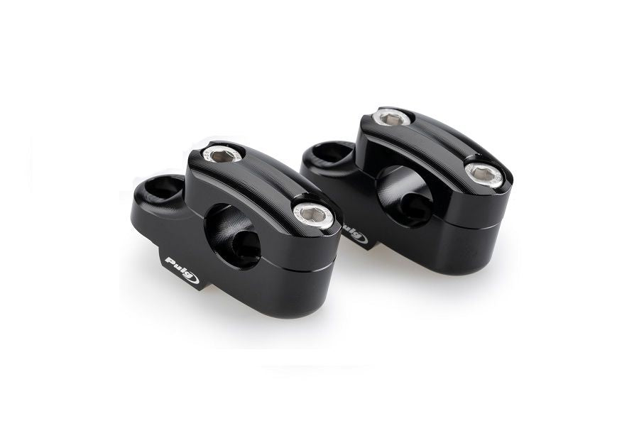 Puig Pullback Stuurverhogerset - Aprilia Tuareg 660 2022-2026 | Tuono 660 2021-2026 | Tuono 660 Factory 2022-2024 en meer - 25 × 16 mm - Zwart / Zilver