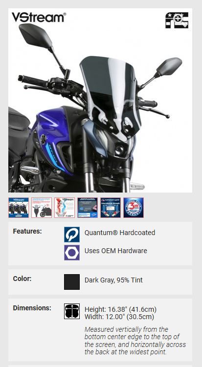 Vervangingsruit National Cycle Vstream Low Donker Getint Yamaha Mt-07 ’21-