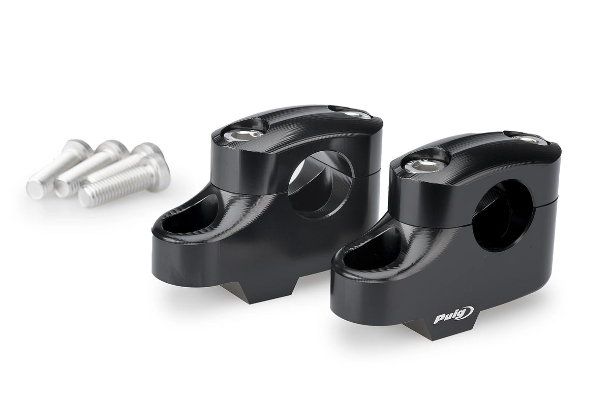 Puig Pullback Stuurverhogerset - BMW F750GS 2018-2023 | F800GS 2024-2026 - 25 × 16 mm - Zwart / Zilver