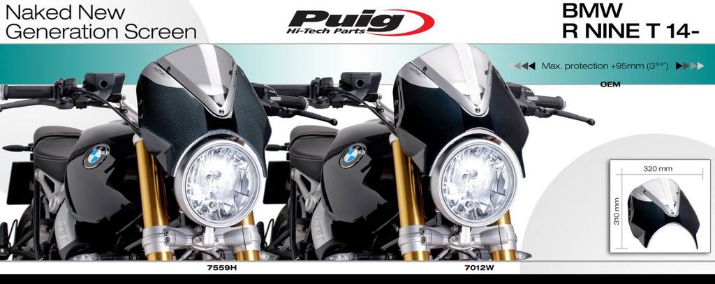 Vervangingsruit Naked Bike Met Carbon Look Kuipje Puig Bmw R Ninet '14-