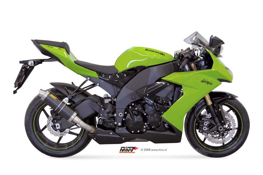 MIVV Uitlaat - Kawasaki ZX10-R 2010 - GP - Carbon / Zwart RVS