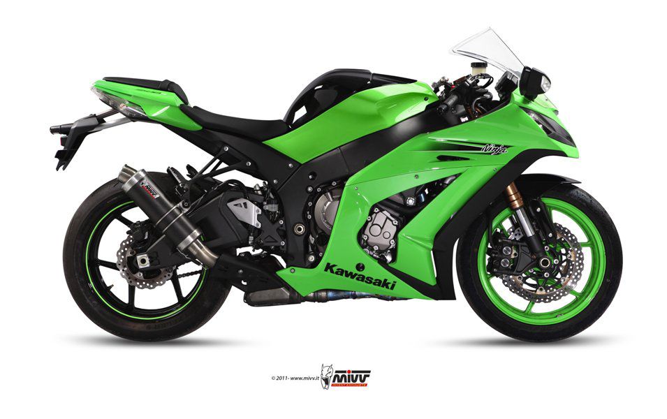 MIVV Uitlaat - Kawasaki ZX10-R 2011-2015 - GP - Carbon / Zwart RVS