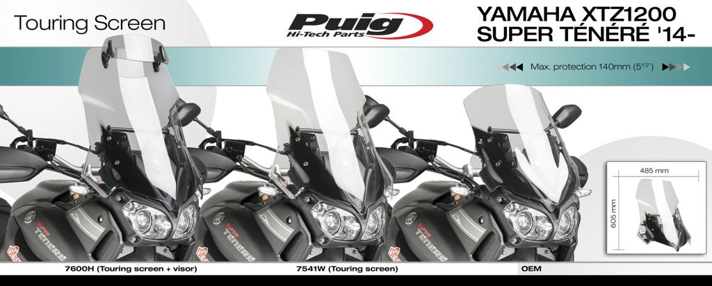 Vervangingsruit Touring Met Opzetruitje Licht Getint Puig Yamaha Xt1200 Tenere '14-