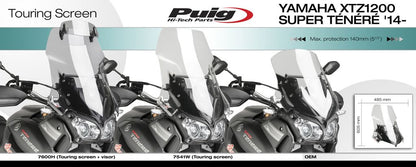 Vervangingsruit Touring Met Opzetruitje Licht Getint Puig Yamaha Xt1200 Tenere '14-