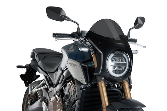 Stuurkuipje Carbon Look Model Retro Fairing Met Ruitje Puig Honda Cb650R '19-23 / Cb1000R '18-20
