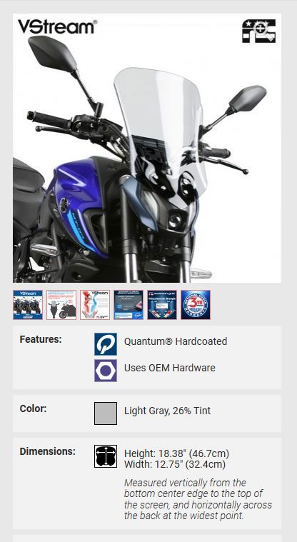 Vervangingsruit National Cycle Vstream Mid Licht Getint Yamaha Mt-07 ’21-
