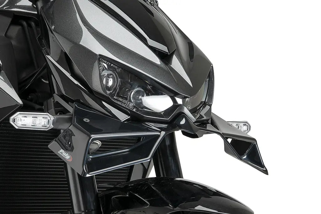 Puig Naked Front Spoiler - Kawasaki Z1100 2025-2026 | Z1100 SE 2025-2026 - Zwart / Mat Zwart en meer