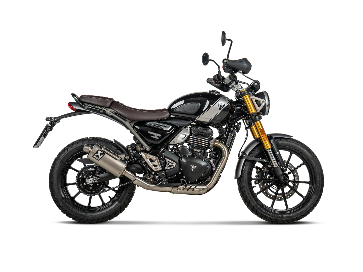Akrapovič Uitlaat - Triumph Scrambler 400 X 2023-2026 | Speed 400 2023-2026 - Slip-On Line (Titanium) - Motor Accessoires