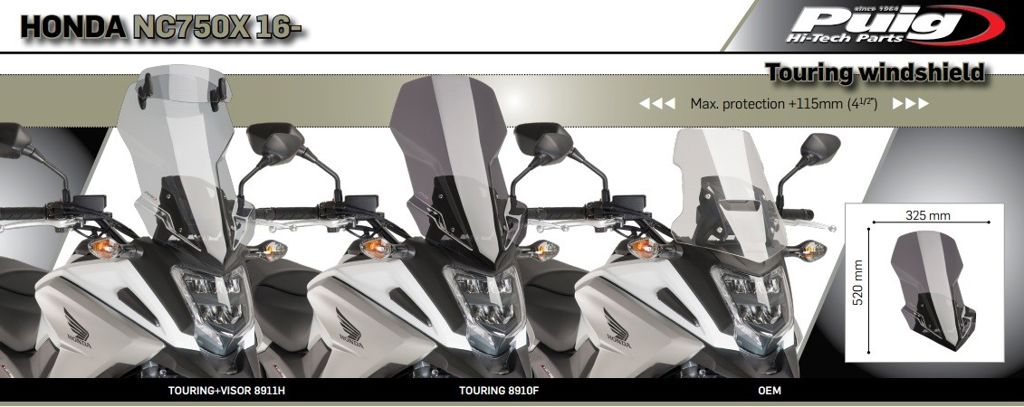 Vervangingsruit Touring Puig Honda Nc750X '16-20