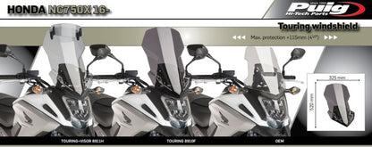 Vervangingsruit Touring Puig Honda Nc750X '16-20