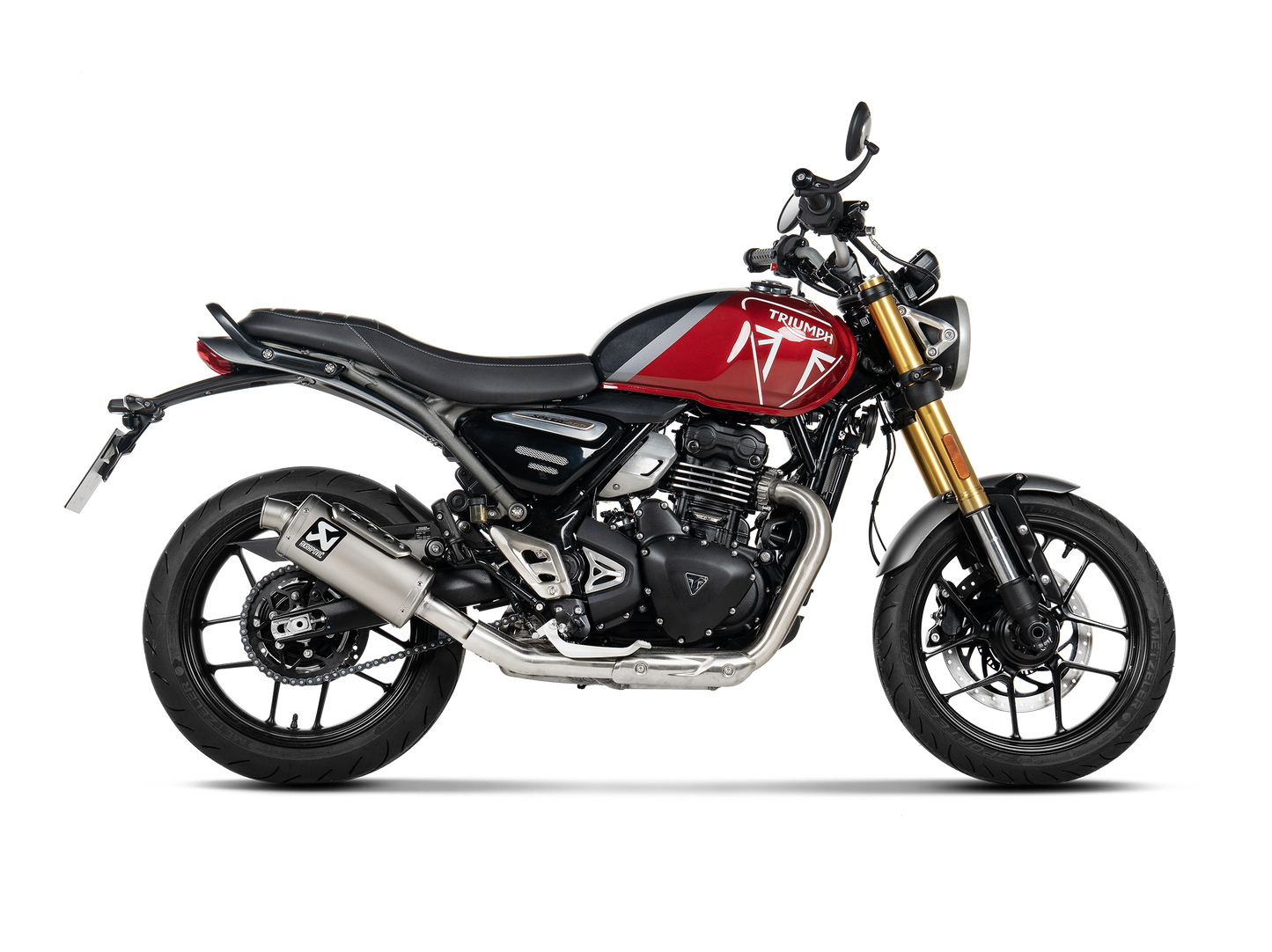 Akrapovič Uitlaat - Triumph Scrambler 400 X 2023-2026 | Speed 400 2023-2026 - Slip-On Line (Titanium) - Motor Accessoires