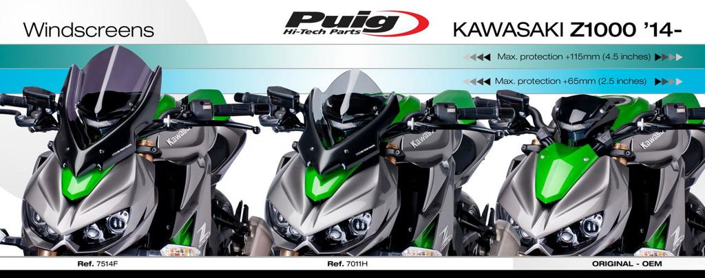 Vervangingsruit Naked Bike Sport Puig Kawasaki Z1000 '14-'18